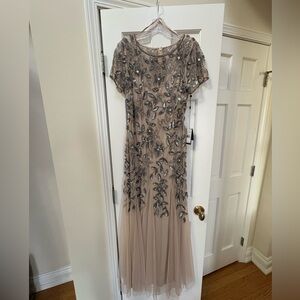 Adrianna Papell 2-Tone Embellished Tulle & Sequin Maxi Dress